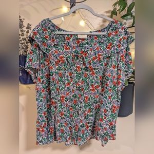 Anthropologie Buttoned Wide Collar Flouncy Printed Top - Maeve by Anthropologie